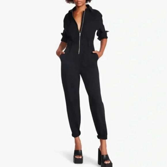 Steve Madden Pants - NEW Steve Madden Orly Long Sleeve Jumpsuit Utility Black, Sizes S & M